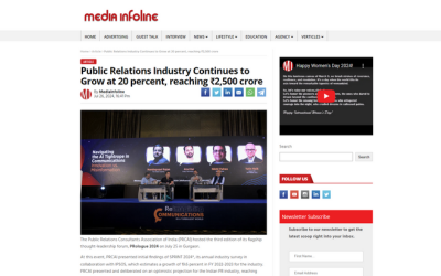 https://prcai.org/cms/Public Relations Industry Continues to Grow at 20 percent, reaching ₹2,500 crore