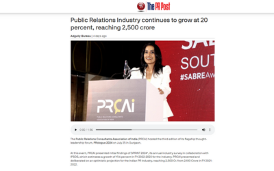 https://prcai.org/cms/Public Relations Industry continues to grow at 20 percent, reaching 2,500 crore