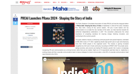  PRCAI Launches PRana 2024 - Shaping the Story of India