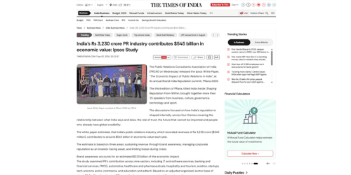 India’s Rs 3,230 crore PR industry contributes $545 billion in economic value: Ipsos Study